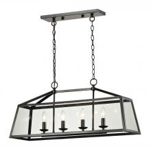  31508/4 - Alanna 4-Light Linear Chandelier in Oil Rubbed Bronze with Clear Glass Panels