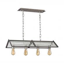  31962/4 - Ridgeview 4-Light Chandelier in Polished Nickel and Weathered Zinc with Seedy Glass