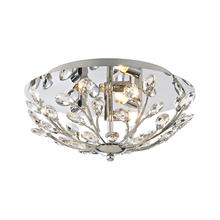  45260/3 - Crystique 3-Light Flush Mount in Polished Chrome with Branch Metalwork and Clear Crystal