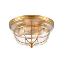  46574/2 - Manhattan Boutique 2-Light Flush Mount in Brushed Brass with Clear Glass