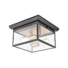  46683/2 - Knowlton 2-Light Flush Mount in Matte Black with Seedy Glass