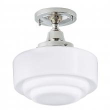  5361F-PN-ST - Schoolhouse 9.5'' Wide 1-Light Semi Flush Mount - Polished Nickel