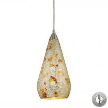  546-1SLVM-CRC-LA - Curvalo 1-Light Mini Pendant in Satin Nickel with Silver Multi Crackle Glass - Includes Adapter Kit