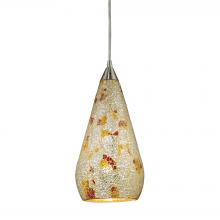  546-1SLVM-CRC-LED - Curvalo 1-Light Mini Pendant in Satin Nickel with Silver Multi Crackle Glass - Includes LED Bulb