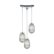 56662/3 - Dubois 3-Light Triangular Pendant Fixture in Polished Chrome with Clear Ribbed Glass