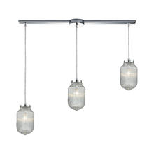  56662/3L - Dubois 3-Light Linear Pendant Fixture in Polished Chrome with Clear Ribbed Glass