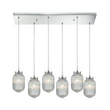  56662/6RC - Dubois 6-Light Rectangular Pendant Fixture in Polished Chrome with Clear Ribbed Glass