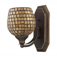  570-1B-GLD - Mix-N-Match Vanity 1-Light Wall Lamp in Aged Bronze with Gold Leaf Glass