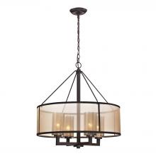  57027/4 - Diffusion 4-Light Chandelier in Oiled Bronze with Organza and Mercury Glass