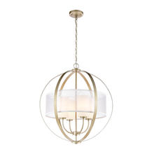  57039/4 - Diffusion 4-Light Chandelier in Aged Silver with Frosted Glass Inside Silver Organza Shade