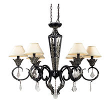  6959/3+3 - Metamorphic 6-Light Chandelier in Smoked Silver and Slate with White Shades