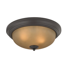  7013FM/10 - Huntington 3-Light Flush Mount in Oil Rubbed Bronze with Light Amber Glass