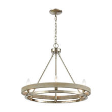  75066/6 - Ramsey 8-Light Chandelier in Satin Nickel and Beech Wood