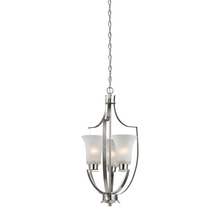  7703FY/20 - Foyer 3-Light Pendant in Brushed Nickel with White Glass