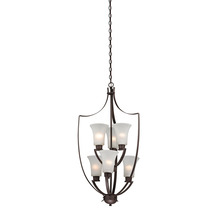  7726FY/10 - Foyer 6-Light Chandelier in Oil Rubbed Bronze with White Glass