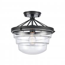  82168/1 - Boyer 12'' Wide 1-Light Semi Flush Mount - Matte Black