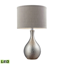  D124-LED - Hammered Chrome-plated Table Lamp with Grey Faux Silk Shade - LED