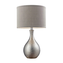  D124 - Hammered Chrome-plated Table Lamp with Grey Faux Silk Shade