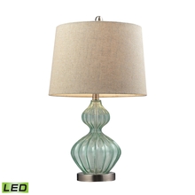  D141-LED - Smoked Glass Table Lamp in Pale Green with Metallic Linen Shade - LED