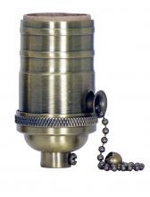  80/2210 - On-Off Pull Chain Socket; 1/8 IPS; 4 Piece Stamped Solid Brass; Antique Brass Finish; 660W; 250V