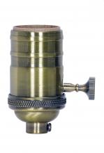  80/2217 - On-Off Turn Knob Socket With Matching Finish Removable Knob; 4 Piece Stamped Solid Brass; Antique