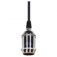  80/2271 - Medium base lampholder; 4pc. Solid brass; prewired; Uno ring; 6ft. 18/2 SVT Black Cord; Polished