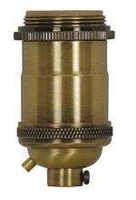  80/2567 - Medium base lampholder; 4pc. Solid brass; Keyless; 2 Uno rings; Antique brass finish