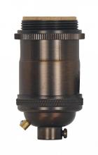  80/2568 - Medium base lampholder; 4pc. Solid brass; Keyless; 2 Uno rings; Antique brass finish