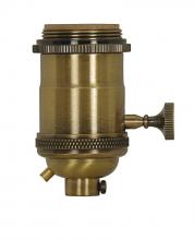  80/2571 - Medium base lampholder; 4pc. Solid brass; On/Off Key; 2 Uno rings; Antique brass finish