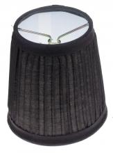  90/1272 - Clip On Shade; Black Pleated Round; 3" Top; 4" Bottom; 4" Side