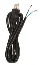 90/2209 - 8 Foot 18/3 SJT 105C Heavy Duty Cord Set; Black Finish; 50 Carton; 3 Prong Molded Plug; Stripped And
