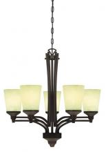  6307100 - 5 Light Chandelier Oil Rubbed Bronze Finish Smoldering Scavo Glass