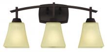  6307500 - 3 Light Wall Fixture Oil Rubbed Bronze Finish Amber Linen Glass