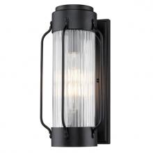  6580300 - Wall Fixture Textured Black Finish Clear Ribbed Glass