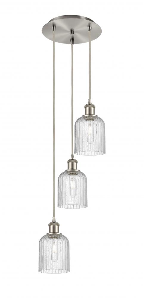 Bridal Veil - 3 Light - 12 inch - Brushed Satin Nickel - Cord Hung - Multi Pendant