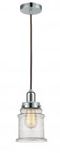  100PC-10BR-0H-PC-G184 - Whitney - 1 Light - 8 inch - Polished Chrome - Cord hung - Mini Pendant