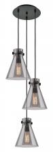 Innovations Lighting 113-410-1PS-BK-G411-8SM - Newton Cone - 3 Light - 16 inch - Matte Black - Multi Pendant