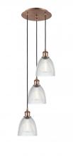  113B-3P-AC-G382 - Castile - 3 Light - 13 inch - Antique Copper - Cord Hung - Multi Pendant