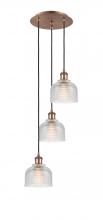  113B-3P-AC-G412 - Dayton - 3 Light - 12 inch - Antique Copper - Cord Hung - Multi Pendant