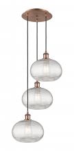  113B-3P-AC-G555-10CL - Ithaca - 3 Light - 17 inch - Antique Copper - Cord hung - Multi Pendant