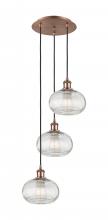  113B-3P-AC-G555-8CL - Ithaca - 3 Light - 15 inch - Antique Copper - Cord hung - Multi Pendant