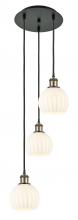  113B-3P-BAB-G1217-6WV - White Venetian - 3 Light - 13 inch - Black Antique Brass - Cord Hung - Multi Pendant