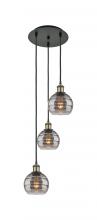  113B-3P-BAB-G556-6SM - Rochester - 3 Light - 12 inch - Black Antique Brass - Cord Hung - Multi Pendant