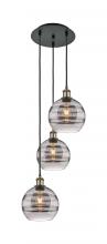  113B-3P-BAB-G556-8SM - Rochester - 3 Light - 15 inch - Black Antique Brass - Cord Hung - Multi Pendant