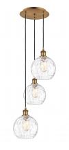  113B-3P-BB-G1215-8 - Athens Water Glass - 3 Light - 15 inch - Brushed Brass - Cord hung - Multi Pendant