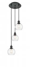  113B-3P-BK-G122-6 - Athens - 3 Light - 12 inch - Matte Black - Cord Hung - Multi Pendant