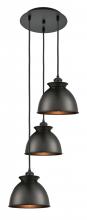  113B-3P-BK-M14-BK - Adirondack - 3 Light - 15 inch - Matte Black - Cord hung - Multi Pendant