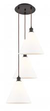  113B-3P-OB-GBC-121 - Berkshire - 3 Light - 19 inch - Oil Rubbed Bronze - Cord Hung - Multi Pendant