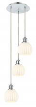  113B-3P-PC-G1217-6WV - White Venetian - 3 Light - 13 inch - Polished Chrome - Cord Hung - Multi Pendant