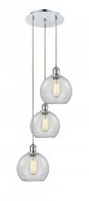  113B-3P-PC-G122-8 - Athens - 3 Light - 15 inch - Polished Chrome - Cord Hung - Multi Pendant